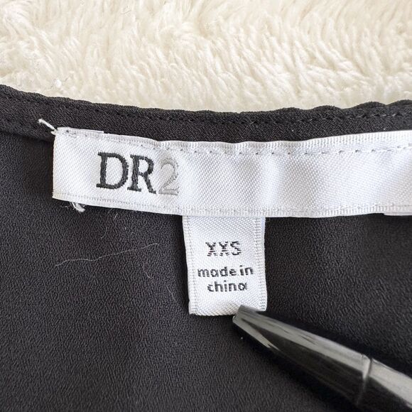 DR2 Blouse Size XXS Black V Neck Cap Sleeves Casual Business Workwear - Picture 4 of 8